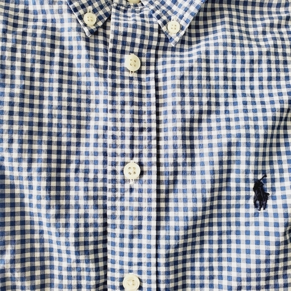 Ralph Lauren Big Boys 10-12 Long-Sleeve Checked Poplin Sportshirt Blue - Picture 5 of 5